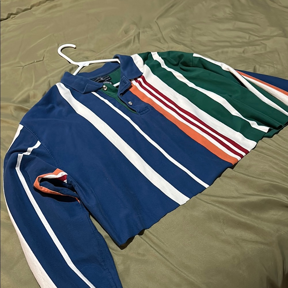 Vintage Cropped Long Sleeve Striped Polo - Dockers